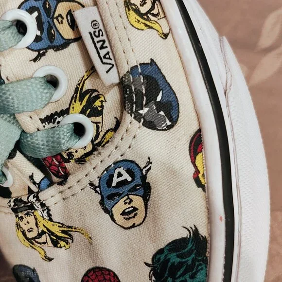 Vans Marvel x Authentic Avengers Off White Canvas Shoes, M 6, W 7.5, Used - Picture 12 of 16